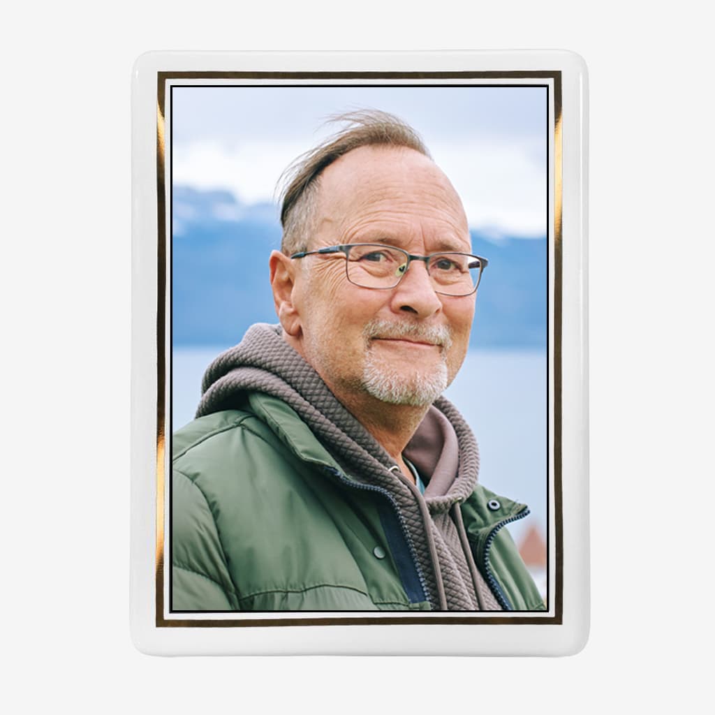 Fotos para lápidas en cerámica personalizadas - Rectángulo con hilo de oro